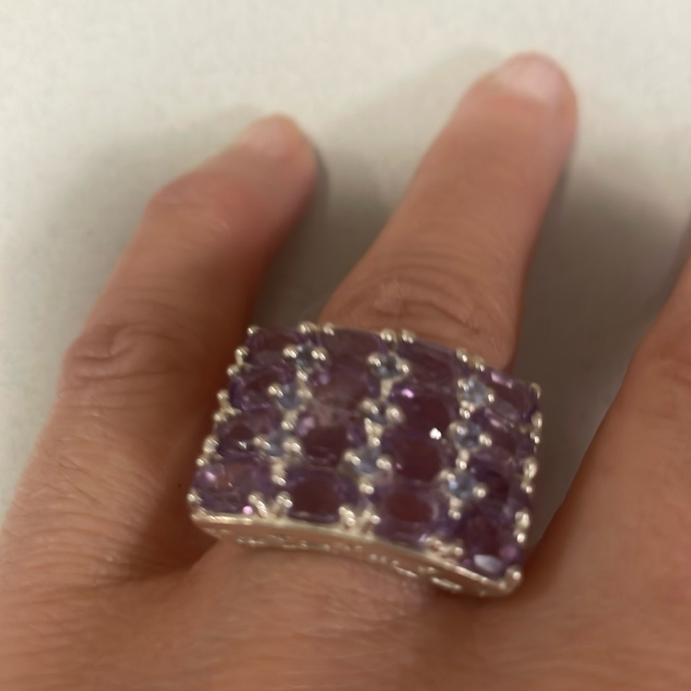 Amethyst Gemstone Statement Ring From Thailand 92… - image 8